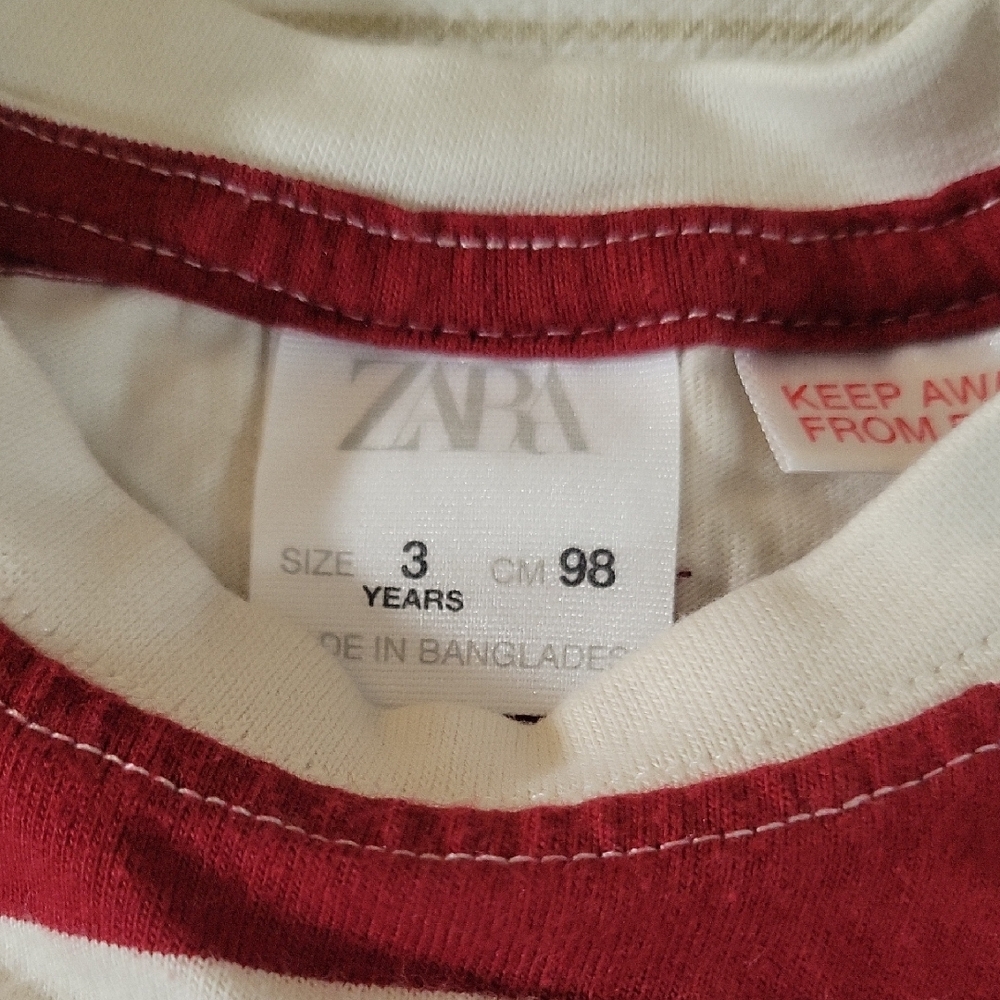 Zara Red and White Striped Short Sleeve Tee - Picture 4 of 7